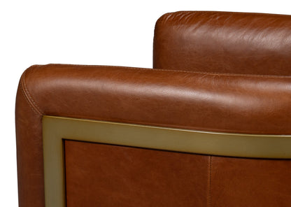 Finn Steel and Leather Brown Arm Club Chair