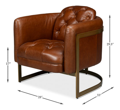 Finn Steel and Leather Brown Arm Club Chair