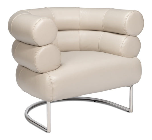 Rondo Occasional Steel and Leather White Armless Chair