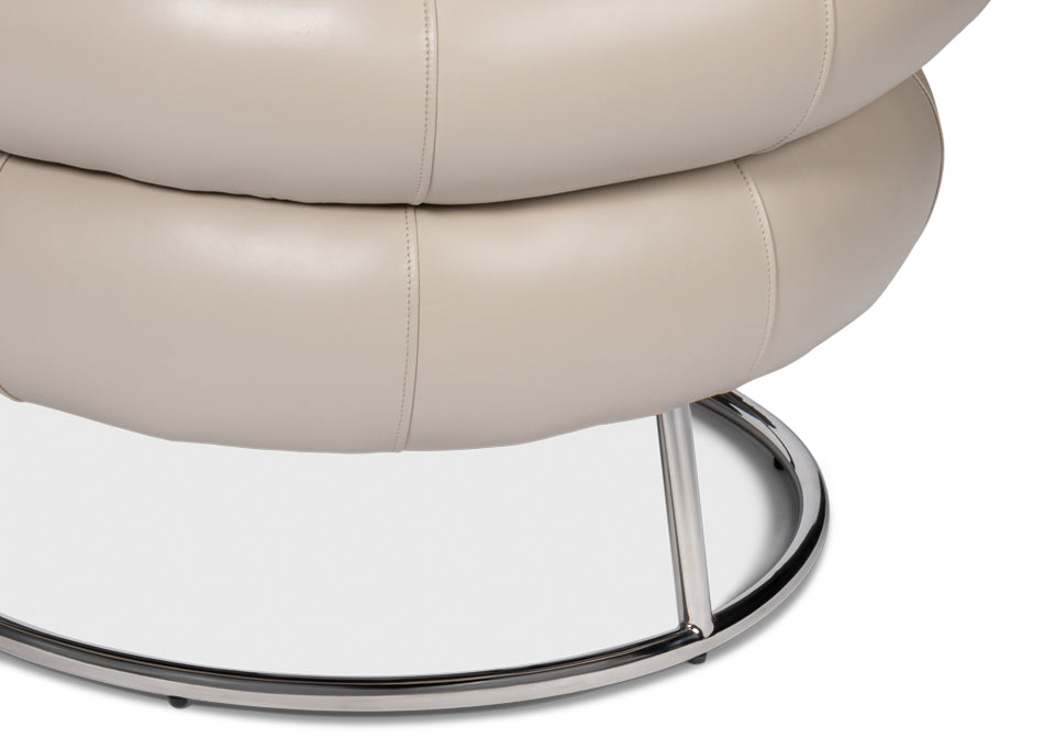 Rondo Occasional Steel and Leather White Armless Chair