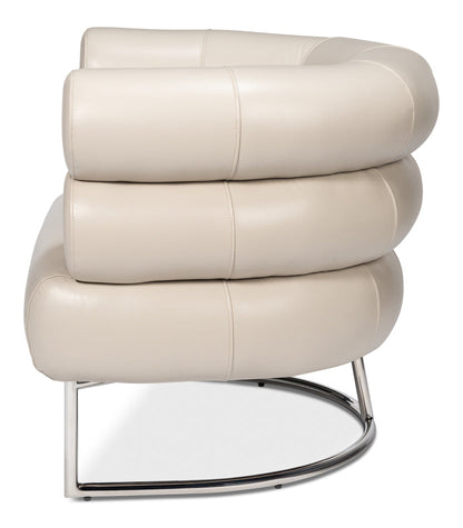 Rondo Occasional Steel and Leather White Armless Chair