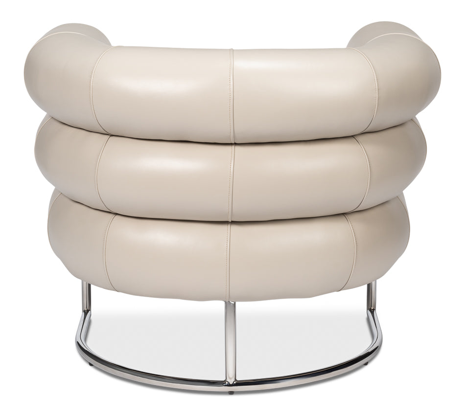 Rondo Occasional Steel and Leather White Armless Chair