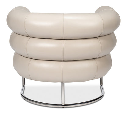 Rondo Occasional Steel and Leather White Armless Chair