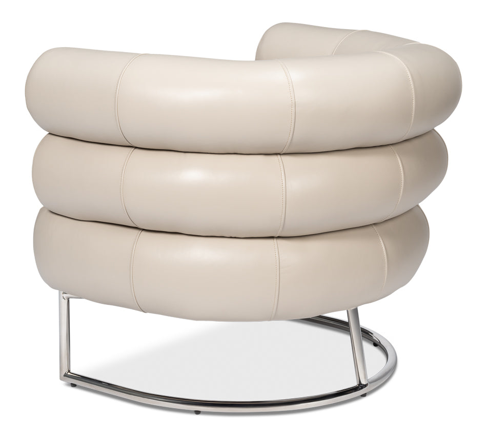 Rondo Occasional Steel and Leather White Armless Chair