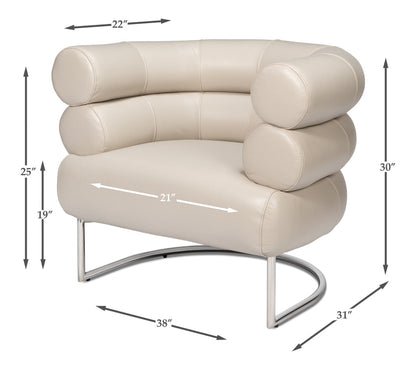 Rondo Occasional Steel and Leather White Armless Chair