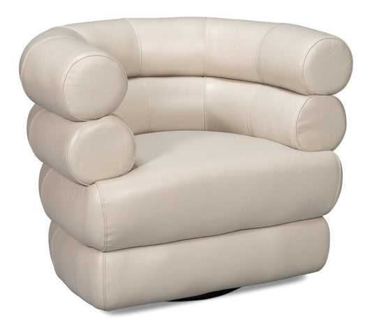 Rondo Leather White Armless Swivel Chair