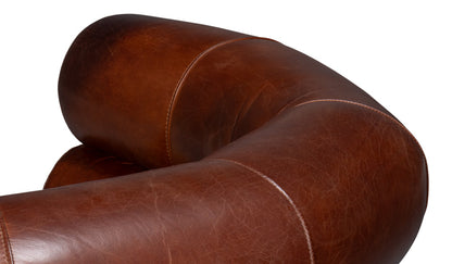 Rondo Leather Brown Armless Swivel Chair