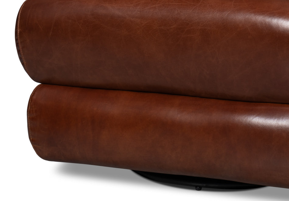 Rondo Leather Brown Armless Swivel Chair