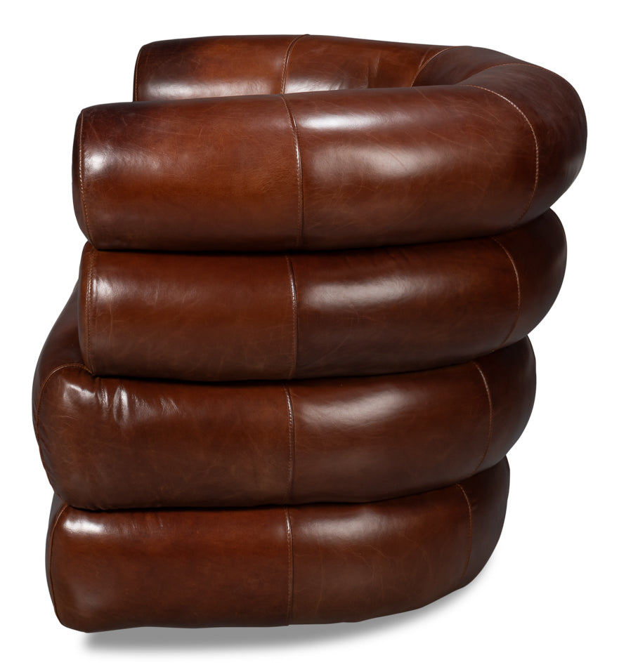 Rondo Leather Brown Armless Swivel Chair