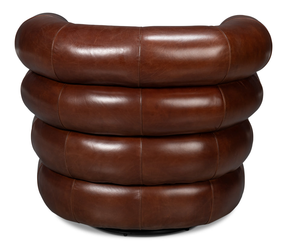 Rondo Leather Brown Armless Swivel Chair