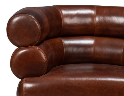 Rondo Leather Brown Armless Swivel Chair