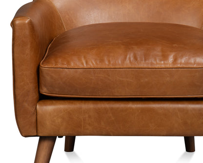 Patron Highback Wood and Leather Brown Armless Chair