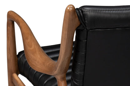 Singletary Wood and Leather Black Armchair