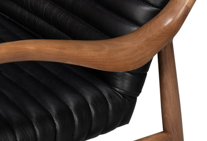 Singletary Wood and Leather Black Armchair