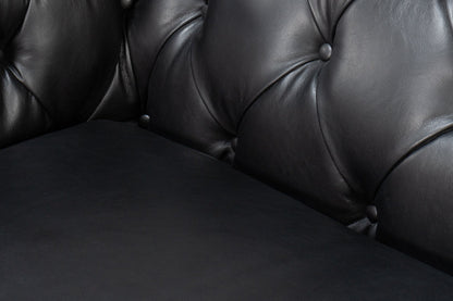 Castered Chesterfield Wood Onyx Black Sofa