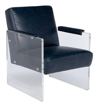 Holloway Leather Blue Armchair