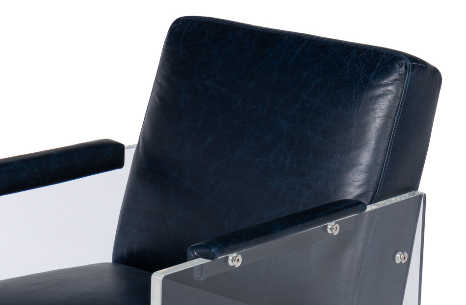 Holloway Leather Blue Armchair