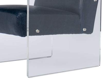 Holloway Leather Blue Armchair