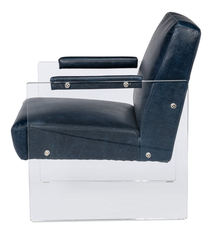 Holloway Leather Blue Armchair