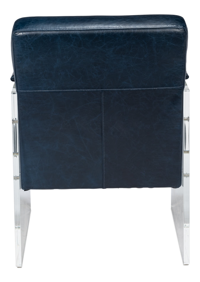 Holloway Leather Blue Armchair