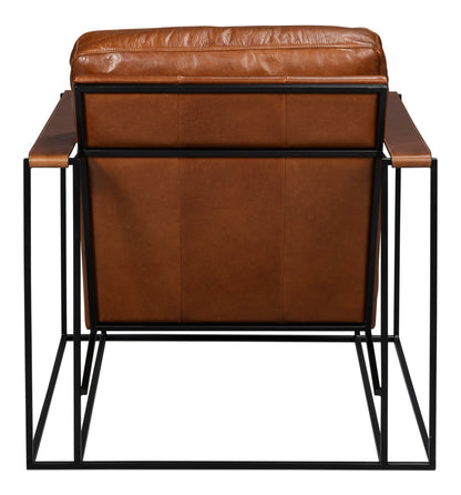 Oryan Leather and Iron Brown Armchair