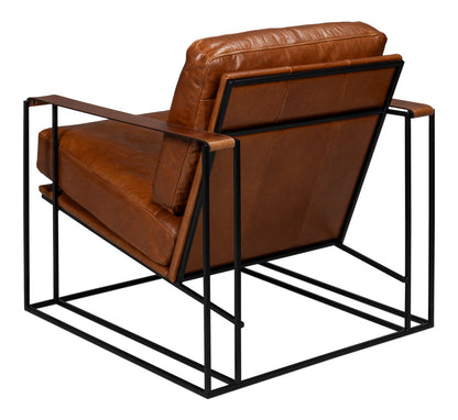 Oryan Leather and Iron Brown Armchair