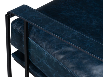 Oryan Leather and Iron Blue Armchair