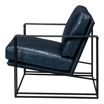 Oryan Leather and Iron Blue Armchair