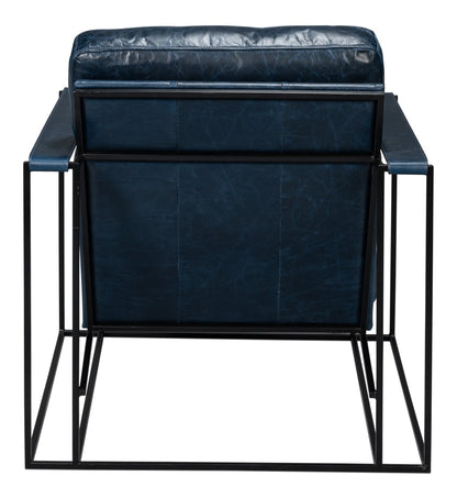 Oryan Leather and Iron Blue Armchair