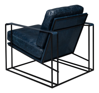 Oryan Leather and Iron Blue Armchair