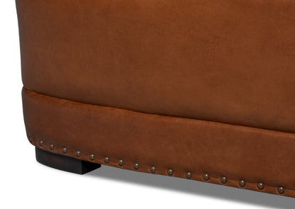 Mcmillan Distilled Wood and Leather Brown Sofa