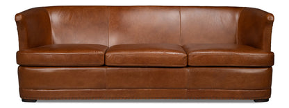 Mcmillan Distilled Wood and Leather Brown Sofa