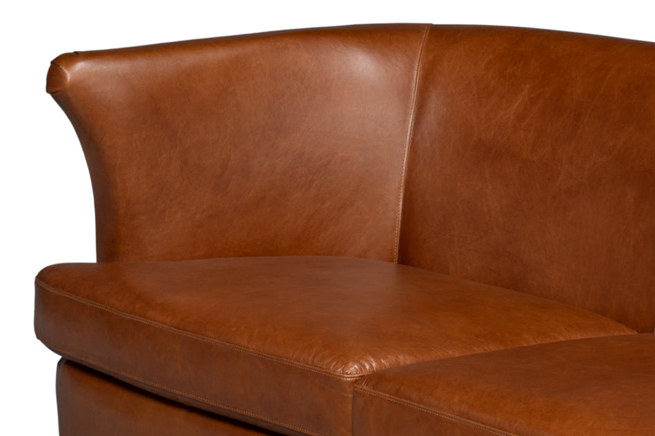 Mcmillan Distilled Wood and Leather Brown Sofa