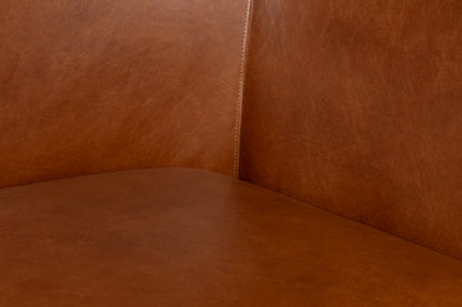 Mcmillan Distilled Wood and Leather Brown Sofa