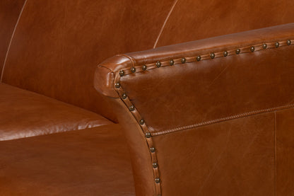 Mcmillan Distilled Wood and Leather Brown Sofa