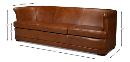 Mcmillan Distilled Wood and Leather Brown Sofa