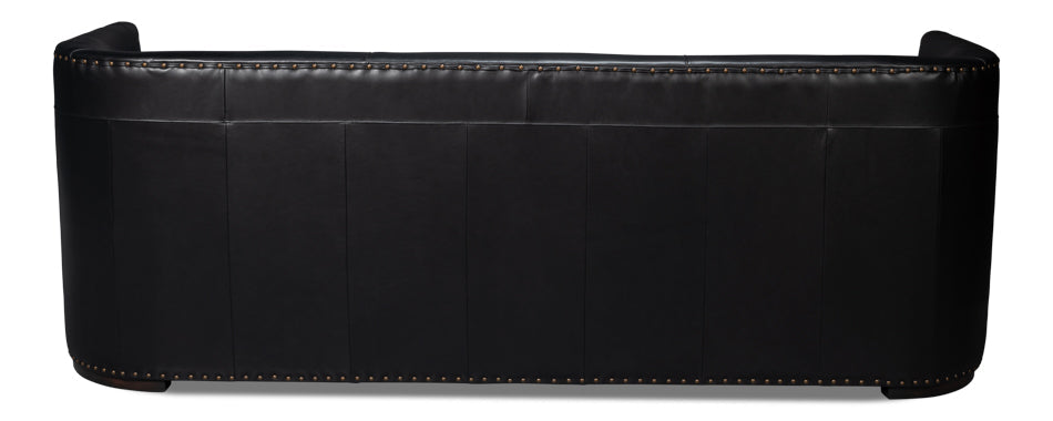 Mcmillan Distilled Wood and Leather Black Sofa