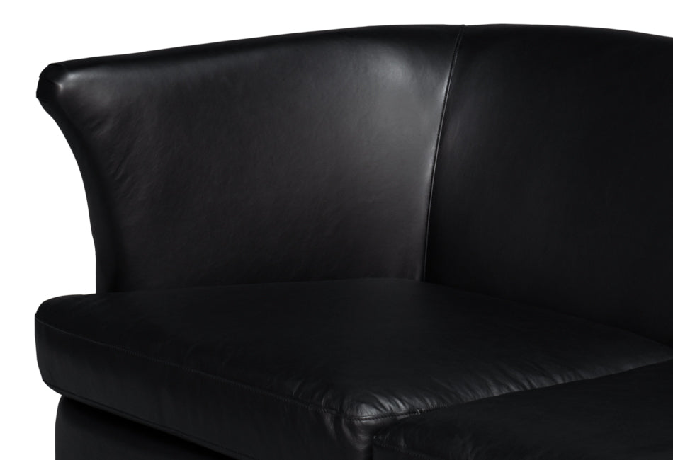 Mcmillan Distilled Wood and Leather Black Sofa