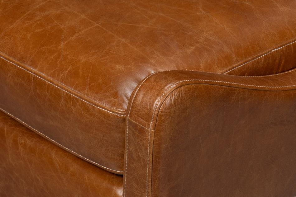 Brandy Wood and Leather Brown Armless Accent Chair