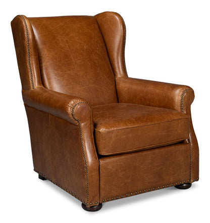 London Dry Leather Brown Accent Arm Chair