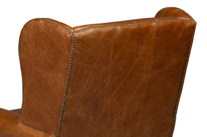 London Dry Leather Brown Accent Arm Chair