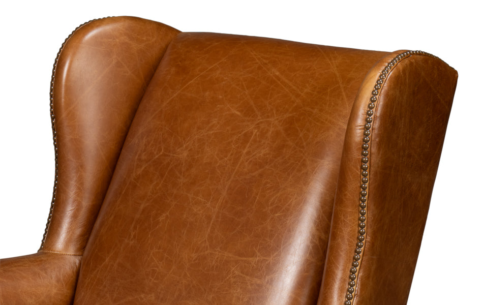 London Dry Leather Brown Accent Arm Chair