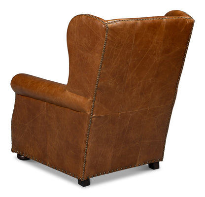 London Dry Leather Brown Accent Arm Chair