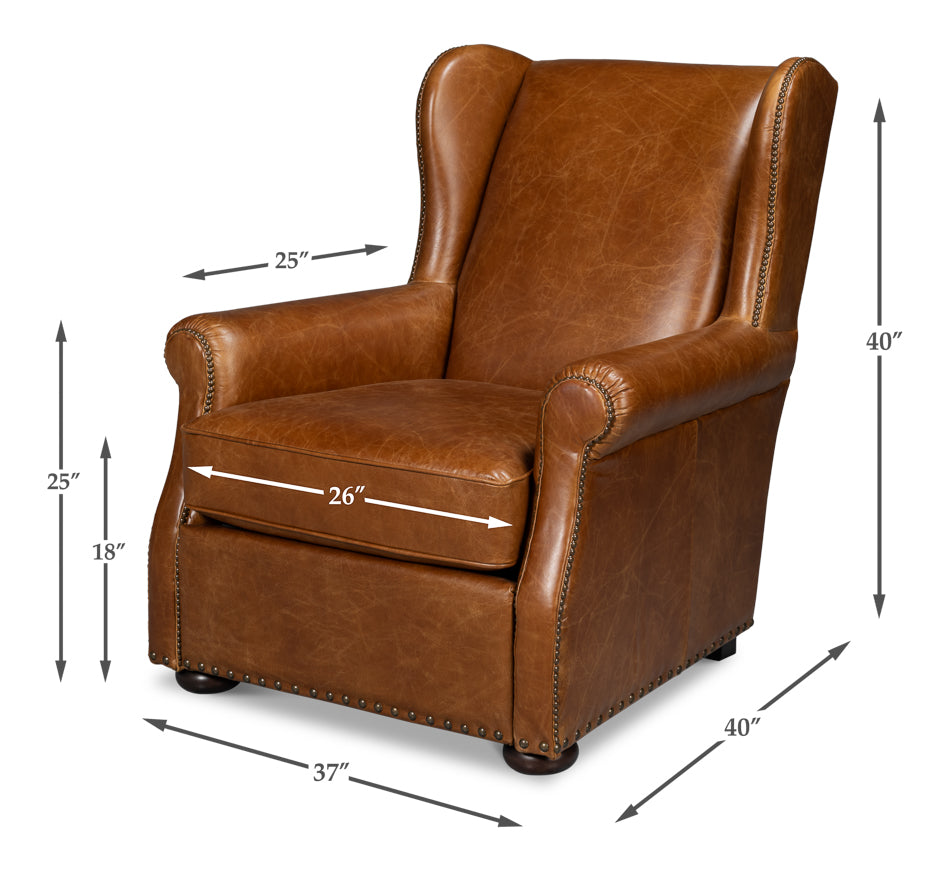 London Dry Leather Brown Accent Arm Chair