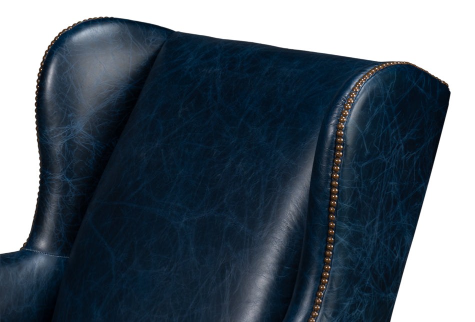 London Dry Leather Blue Accent Arm Chair