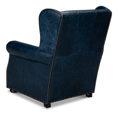 London Dry Leather Blue Accent Arm Chair