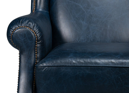 London Dry Leather Blue Accent Arm Chair