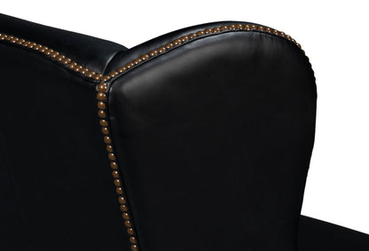 London Dry Leather Black Accent Arm Chair