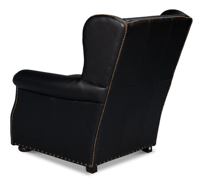 London Dry Leather Black Accent Arm Chair