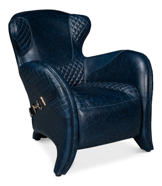 Hera Leather Blue Arm Chair